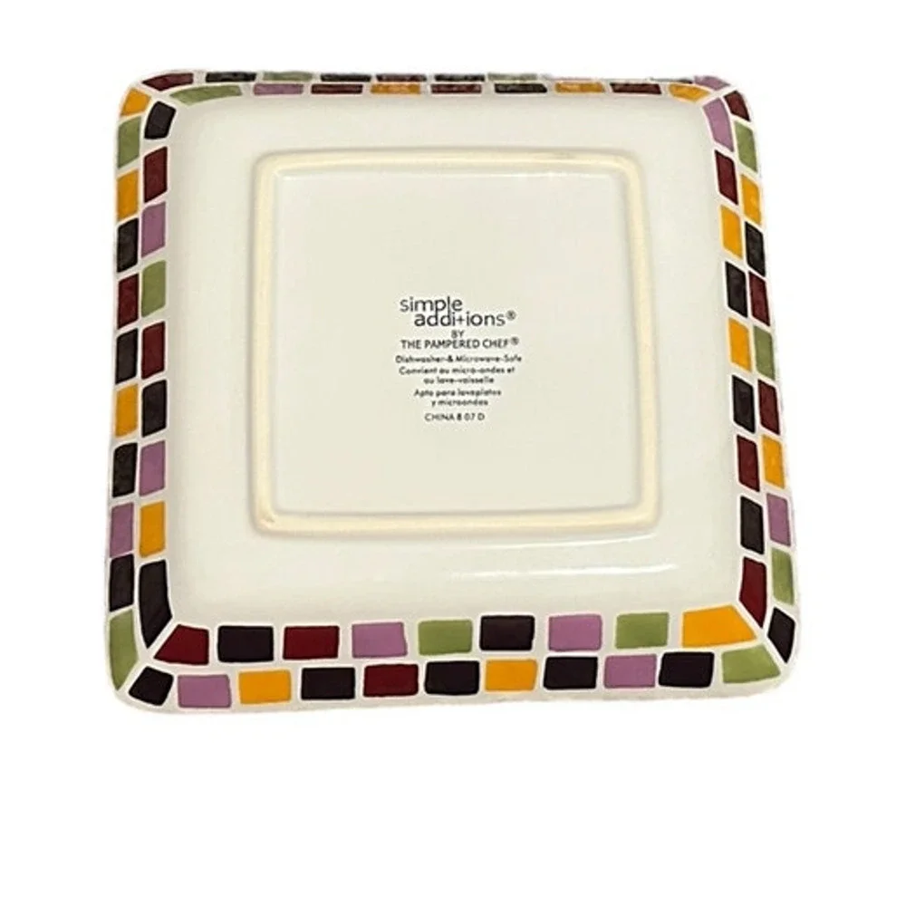 The Pampered Chef Simple Additions Salad Desert Mosaic Tiles Small Square Plate